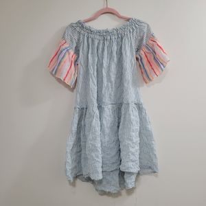 Lem lem striped off the shoulder mini dress drop waist XS